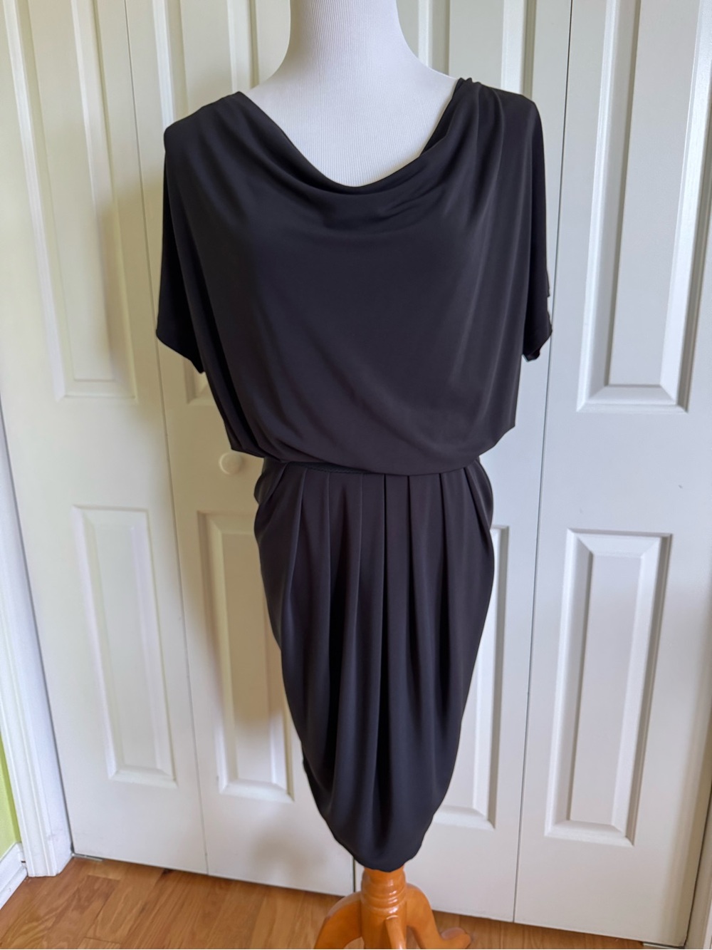 VALENTINO ROMA Black Jersey Blouson Dress M